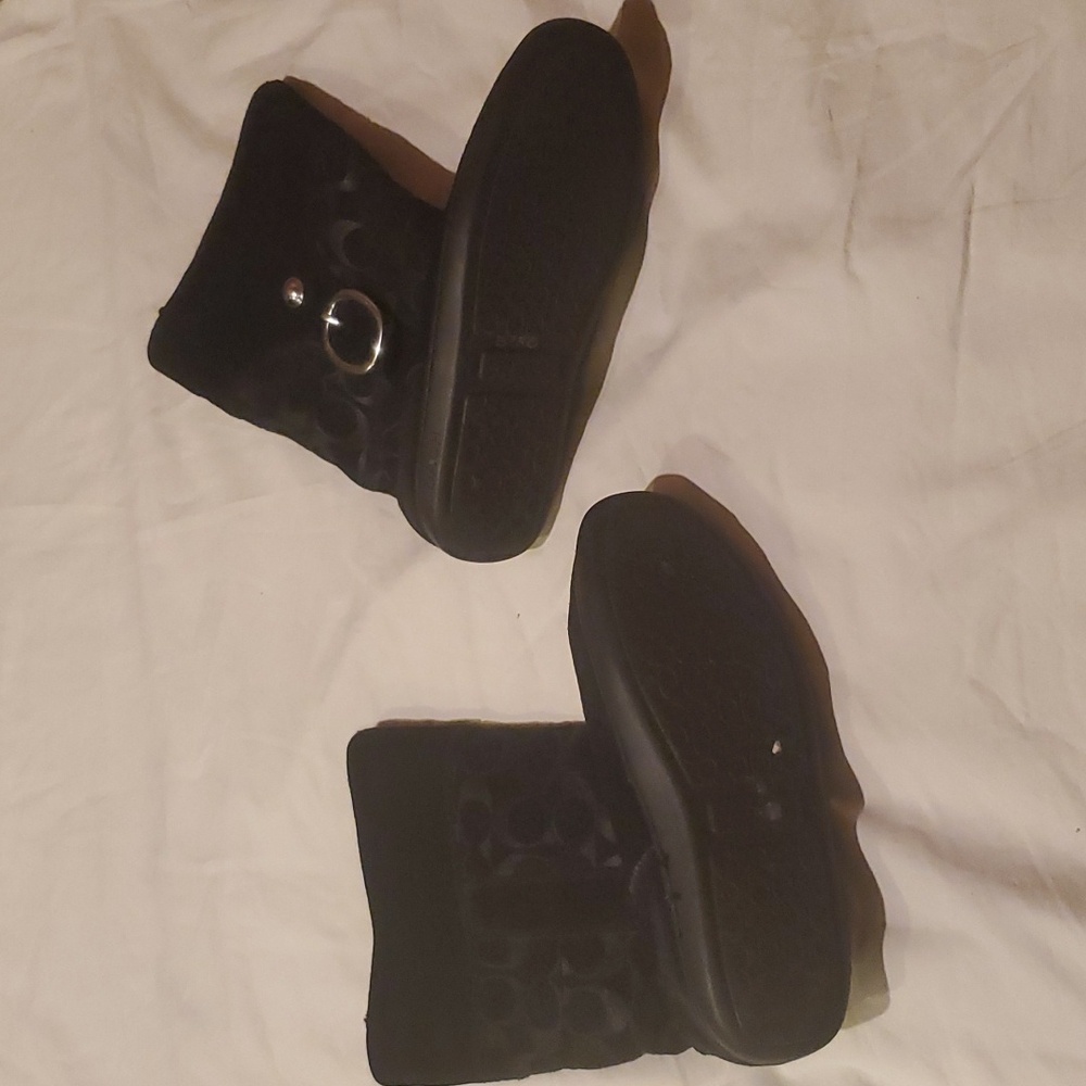 Coach Meyer Signature Logo Black Suede Buckle Detail Flat Winter Snow Boots - Picture 6 of 7